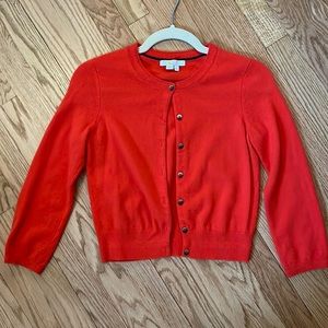 Boden xs 100% cashmere red cropped sweater cardigan top